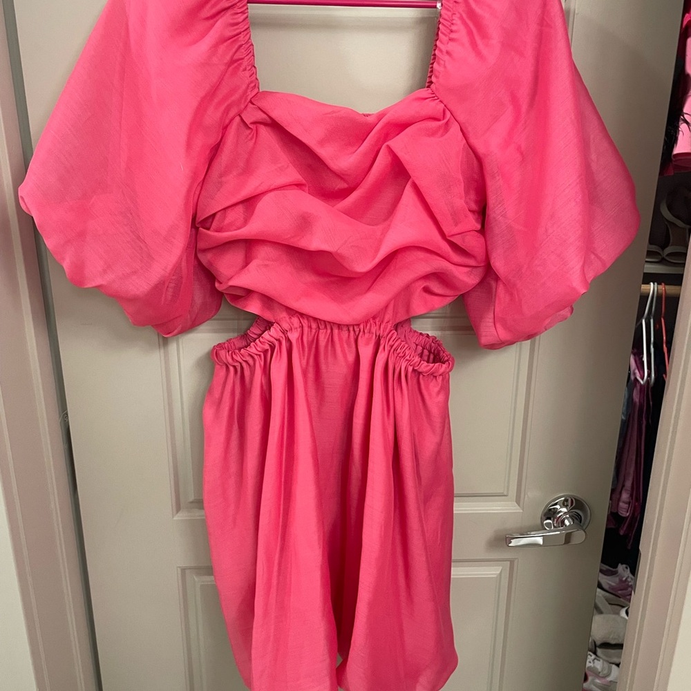 Vibrant Pink Puff Sleeve Dress